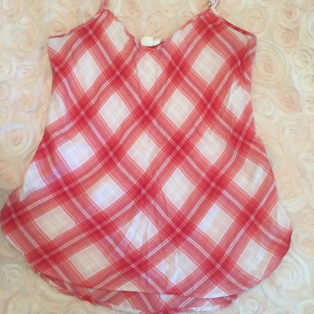 Gap Red Plaid Tunic Tank, Sz. L